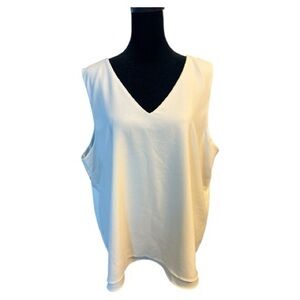 Ann Taylor Cream V-Neck double layer shell top Tank Top size XL